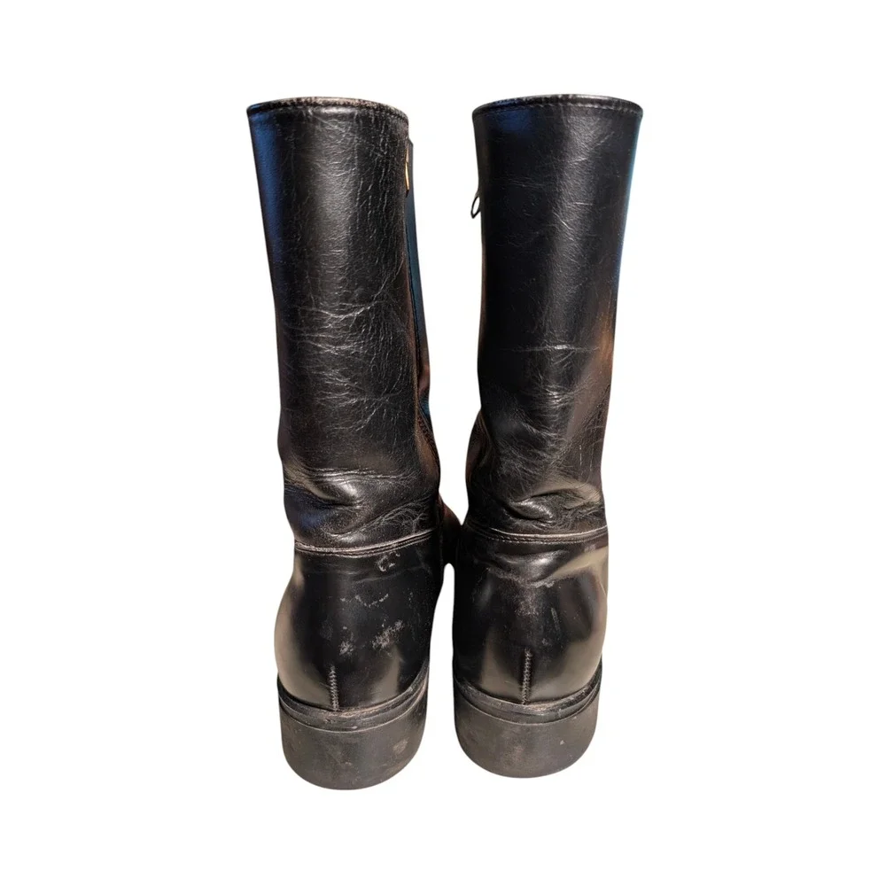 Weinbrenner Vintage Black Leather Side Zip Boots Mens 8.5 E Style 1843 Hypalon